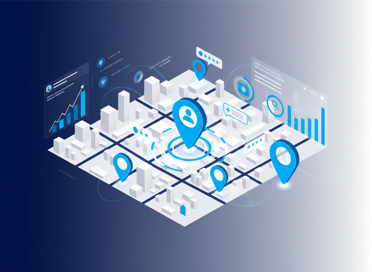 Local SEO and Google Maps visibility illustration for a small business